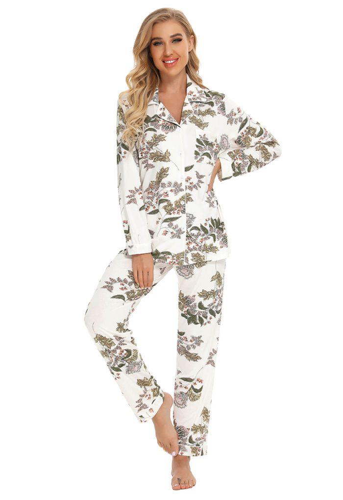 Emma Floral Print Pajama Ultra Soft Bamboo Cotton Women's Pajama Set Women's  Soft Comfy Sleepwear Fashion Ninezen Pajamas Bamboo 
